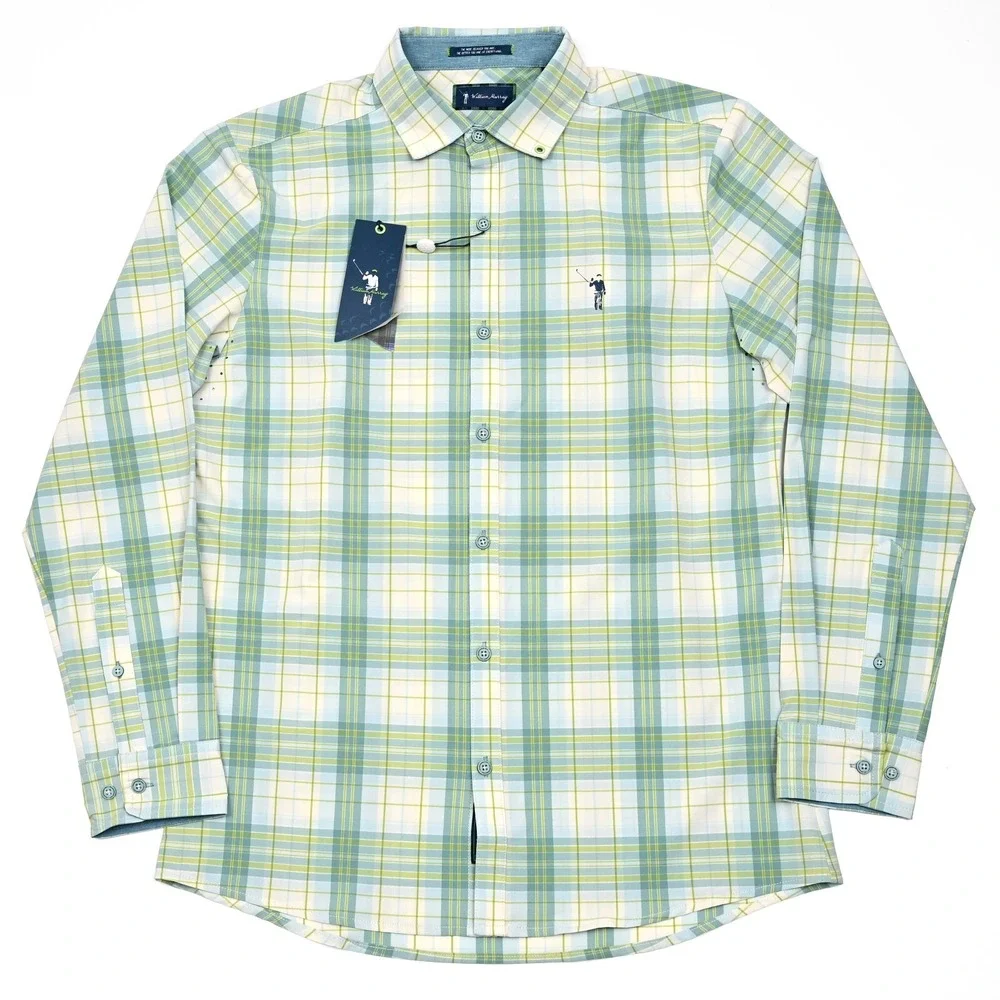 William Murray Shirt Mens S Golf Performance Vented Plaid Button‎ Up Stretch NWT